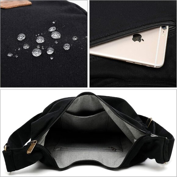 Women Hippie Crossbody Bag - Top Zip Large Capacity Canvas Sling Bag - Jacquard - Picture 6 of 9